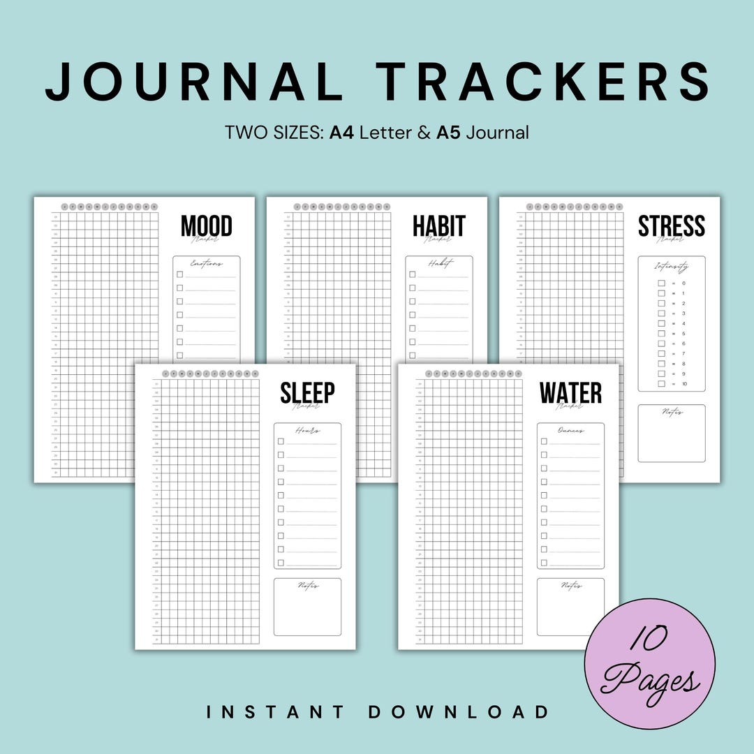 Printable Journal Racker Journal Trackers, Printable Journal Pages Template Bundle, Planner ...