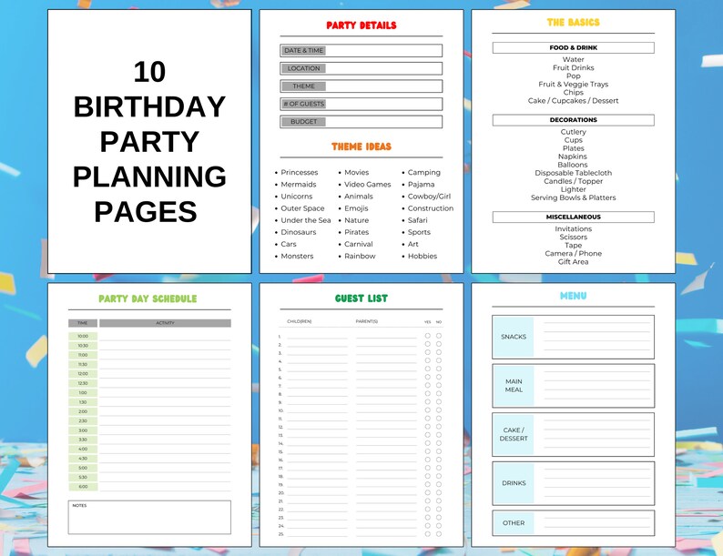 Kids Birthday Party Planner Printable - Etsy