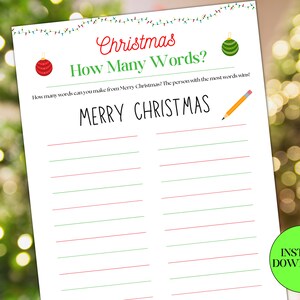 Christmas Words Printable Game