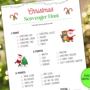 Christmas Scavenger Hunt Printable Game