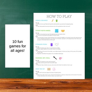 Classroom Minute to Win It Printable Game Ideas With Supply List and ...