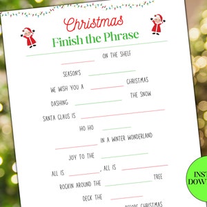 Christmas Finish the Phrase Printable Game