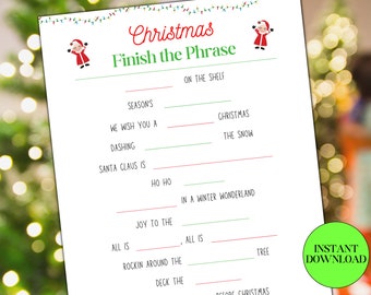Christmas Finish the Phrase Printable Game