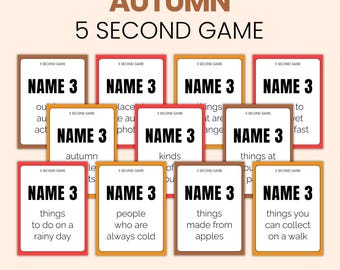 Juego de otoño de 5 segundos / Actividad imprimible de otoño / Grupo de clase para niños