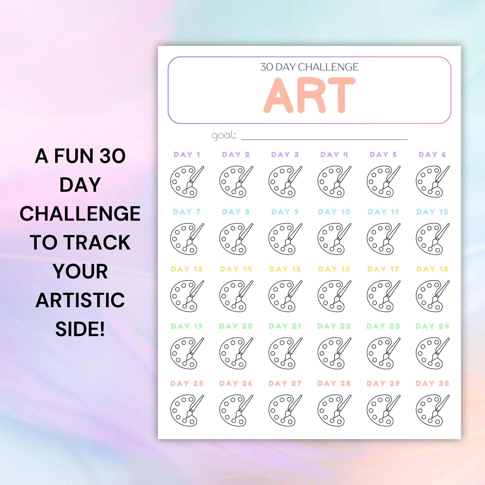 30 Day Art Challenge Tracker Printable - Etsy
