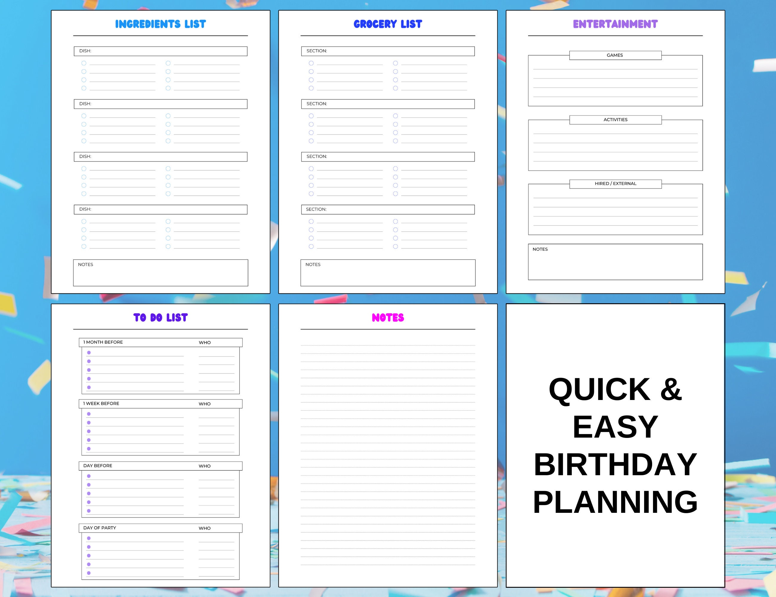 Kids Birthday Party Planner Printable - Etsy