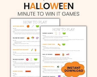 Halloween Minute to Win It Printable Game Ideas with Supply List and Score Sheet