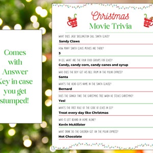 Christmas Movie Trivia Printable Game - Etsy