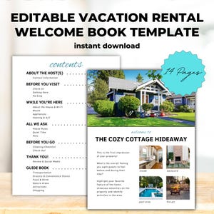 Vacation Rental Welcome Book Editable Template, Welcome Guide, Host Bundle, Canva Template