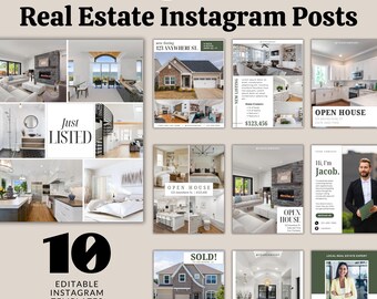 10 publicaciones editables de Instagram para inmobiliarias (Canva), nuevo agente, marketing en redes sociales