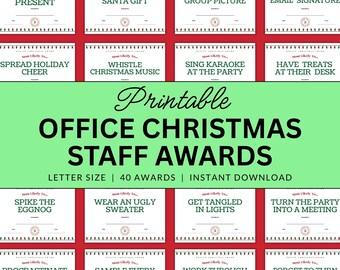 Premios navideños imprimibles para empleados, certificados para fiestas de oficina, regalo para empleados