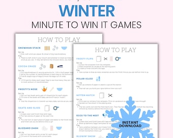 Juegos de invierno para ganar, imprimibles rápidos para fiestas en el aula, juegos para niños, adolescentes y adultos