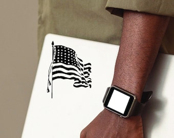 American Flag Sticker Decal - You Choose Color and Size - Vehicle, Water Bottle, Phone, Guitar Case, Mirror, Laptop, etc.