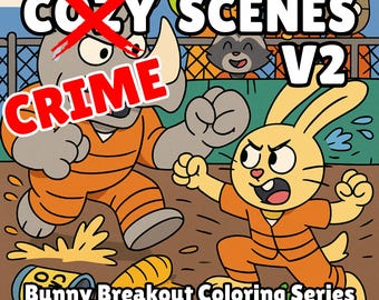 Dibujos para colorear de escenas de crimen acogedoras / 15 escenas de fuga estilo cómic para adultos / Dibujos para colorear digitales divertidos / Descarga instantánea
