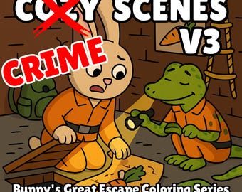Páginas para colorear de escenas del crimen / La gran huida del conejito: Una aventura de coloración criminal V.3 / Descarga digital para adultos, grande y llamativa