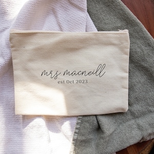 Personalized Canvas Zippered Pouch for Makeup, Jewelry, Etc