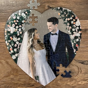 Personalized Heart Shaped Puzzle 75 pc - Personalized Rectangle Puzzle 120 pc -  with photo box - Custom Puzzles