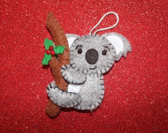 Décoration de Noël koala en feutrine à accrocher au sapin de Noël
