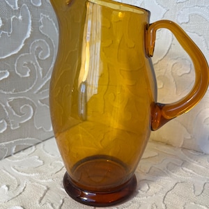 Amber Blown Glass Pitcher