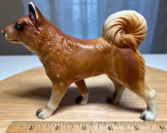 Vintage Plastic Akita Dog Figurine