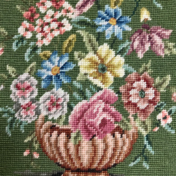 Large Vintage Floral Bouquet Needlepoint