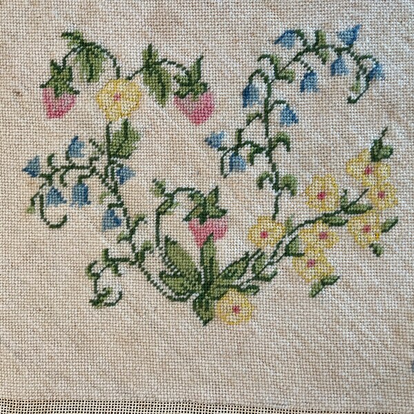 Vintage Floral Petite Point Needlepoint Unframed