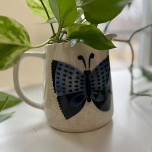 Blue Butterfly Vintage Arabia Pitcher Made in Finland