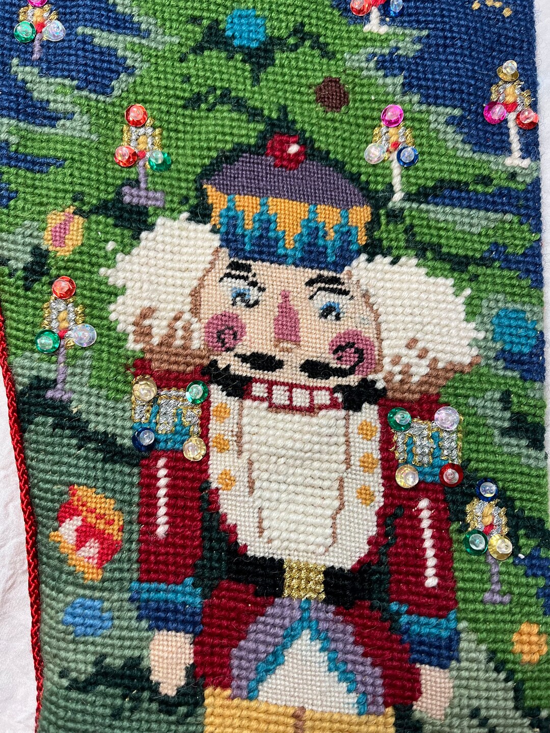 Vintage Needlepoint Christmas Stocking Nutcracker Etsy