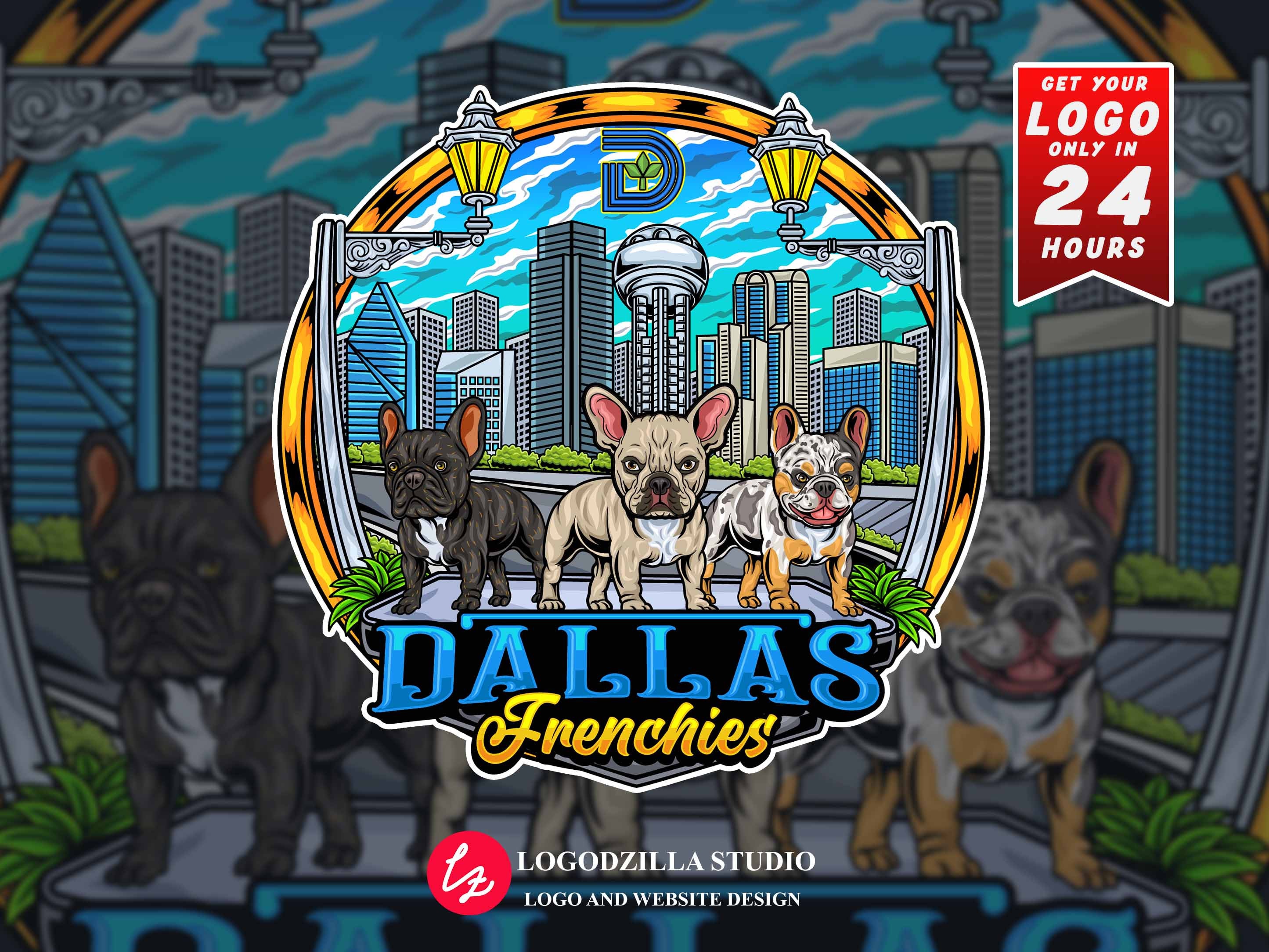 Custom Kennel Logo for Frenchies and Bullies, Dog Logo, Kennel Logo,dog