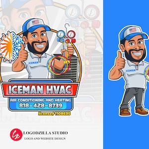 Logotipo de HVAC, aire acondicionado y calefacción, logotipo de Carachter, logotipo de plomería, logotipo de cuidado del césped, logotipo de servicios para el hogar