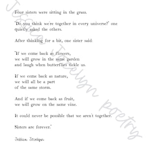 Poema Sisters are Forever (para 4 irmãs) sem arte