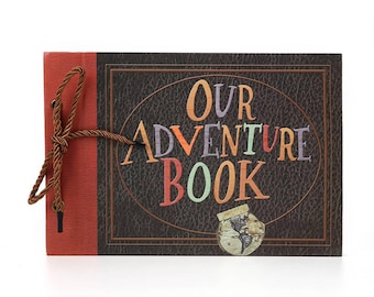 Nuestro libro de aventuras, libro de recuerdos de viaje retro hecho a mano, regalo de San Valentín para tu pareja.