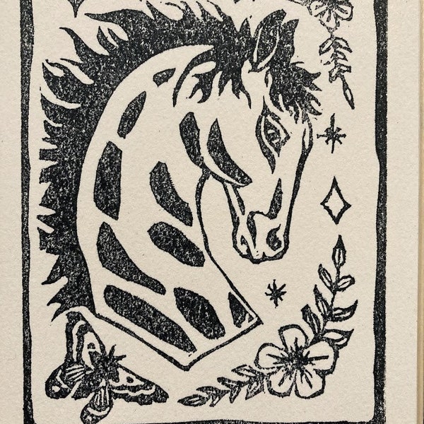 The Wild One- 4"X6" LinoCut print on 5"X7" Paper