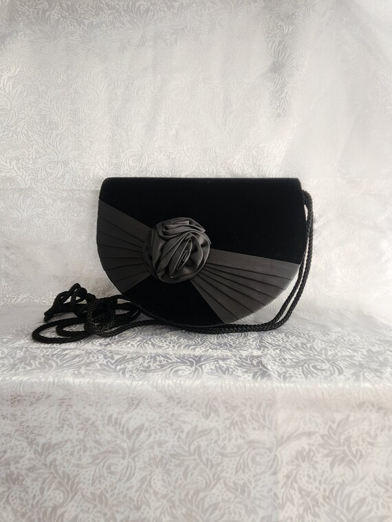 Eaton's Black Velvet Hand Bag -  Designer Purse 1… - image 2