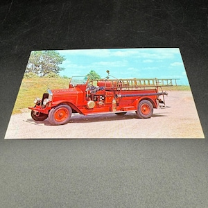 LaFrance Steam Pumper Car Postkarte Long Island Auto Museum Antikes Feuerwehrauto