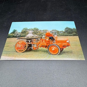LaFrance Steam Pumper Car Postkarte Long Island Auto Museum Antikes Feuerwehrauto