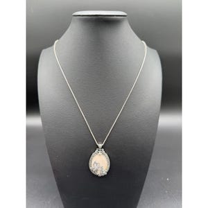 Sterling Silver Butterfly Flower Pendant Necklace Mother Of Pearl Marcasite