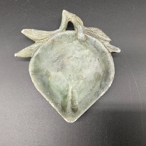 Vintage Handcarved Soap Stone? Fruit Shaped Trinket Soap Dish Tray