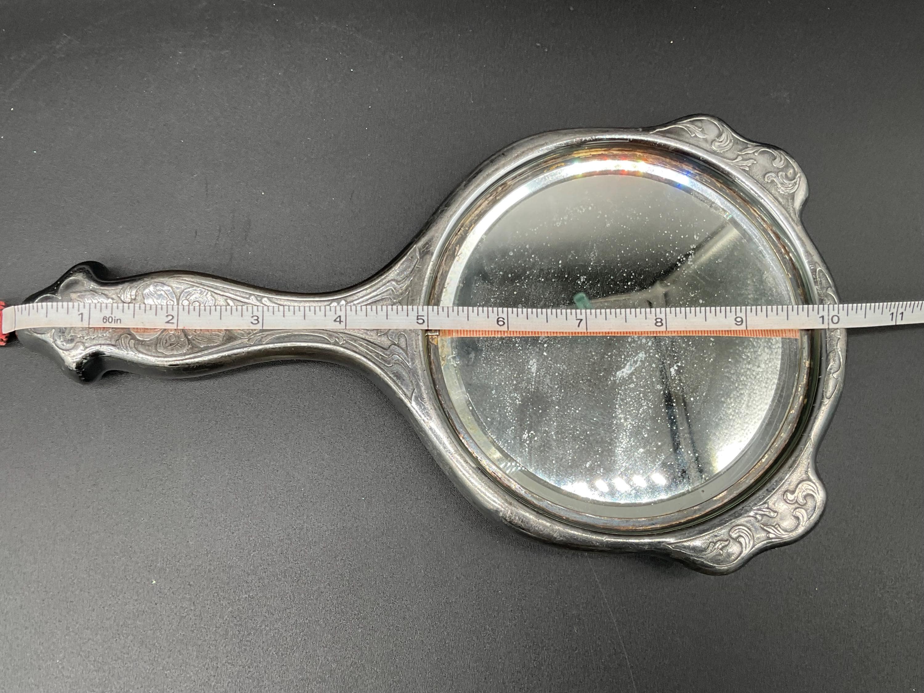 Antique Derby Silver Co Hand Mirror Floral Repousse  display picture 2