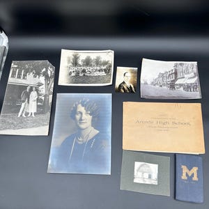Lot of Antique Ephemera Photos, High School Booklets Farm Town