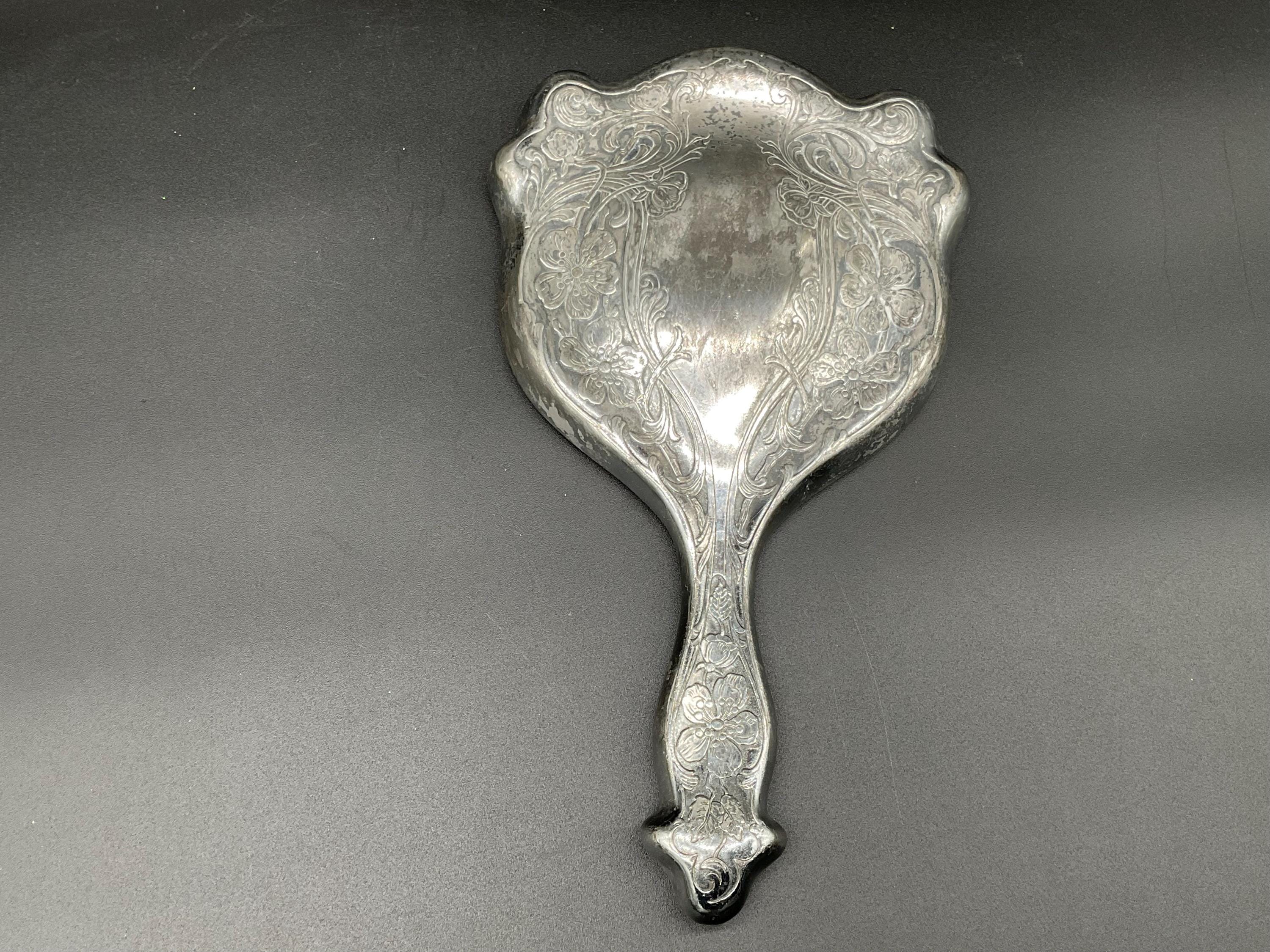 Antique Derby Silver Company 67 Hand Mirror & Monogrammed Brush Children main image 3