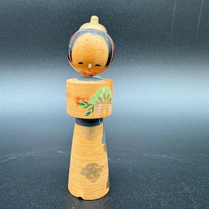 Vintage Japanese Kokeshi Doll Hand Painted Wooden Folk Art Toy Figurine