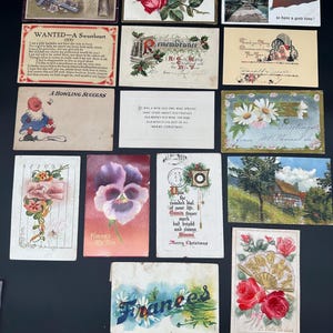 Antique Postcards Ephemera Lot Vintage Greetings Birthday Christmas Flowers 16