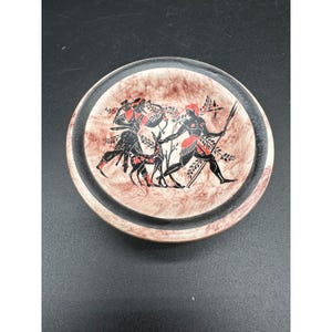 Greek Mythology Artemis Apollo Small Bowl Terracotta Pottery Red Black Figure 3"