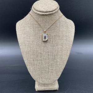 Vintage 12k RGP Book Locket Necklace Photo Pendant Mother Of Pearl Inlay 17 In