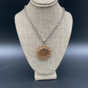 Vintage WLP 1908 Indian Head Penny Necklace Coin Pendant Heart Filigree