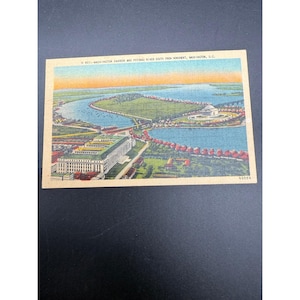 Cartolina d'epoca in lino, porto di Washington, fiume Potomac, vista sud, monumento, DC