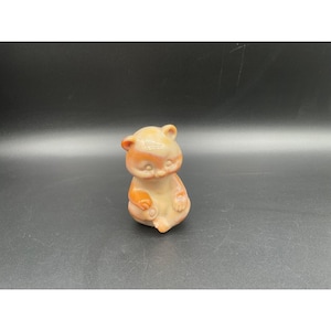 Vintage Fenton Slag Glass Sitting Bear Figurine Caramel & Cream Handmade In USA