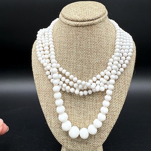 Vintage/Antique Milk Glass Necklaces Multi Strand Graduated