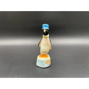 Vintage Penguin Figurine 6" Ceramic With Blue Hat Hulse Import Modello Deposit